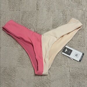 Rip Curl Pink and Cream Bikini Bottom